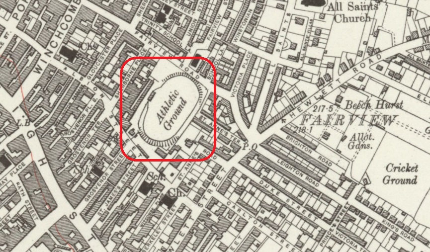 Cheltenham - Athletic Ground : Map credit National Library of Scotland